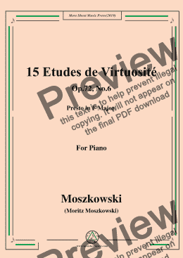 page one of Moszkowski-15 Etudes de Virtuosité,Op.72,No.6,Presto in F Major,for Piano