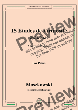 page one of Moszkowski-15 Etudes de Virtuosité,Op.72,No.10,Allegro in C Major,for Piano