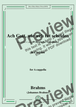 page one of Brahms-Ach Gott,wie weh tut scheiden,WoO 33 No.17,in f minor,for A cappella