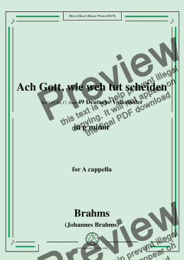 page one of Brahms-Ach Gott,wie weh tut scheiden,WoO 33 No.17,in g minor,for A cappella