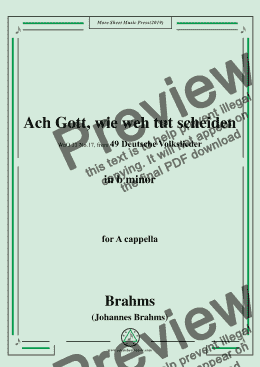 page one of Brahms-Ach Gott,wie weh tut scheiden,WoO 33 No.17,in b minor,for A cappella