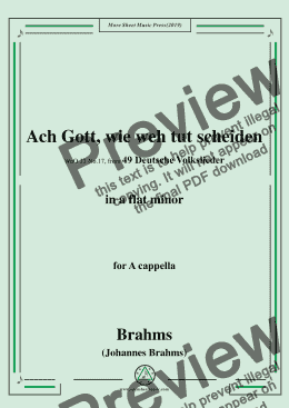 page one of Brahms-Ach Gott,wie weh tut scheiden,WoO 33 No.17,in a flat minor,for A cappella