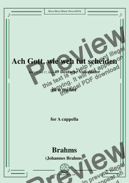 page one of Brahms-Ach Gott,wie weh tut scheiden,WoO 33 No.17,in a minor,for A cappella