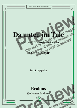 page one of Brahms-Da unten im Tale,WoO 35 No.5,in G flat Major,for A cappella