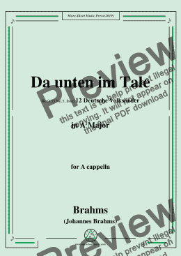 page one of Brahms-Da unten im Tale,WoO 35 No.5,in A Major,for A cappella