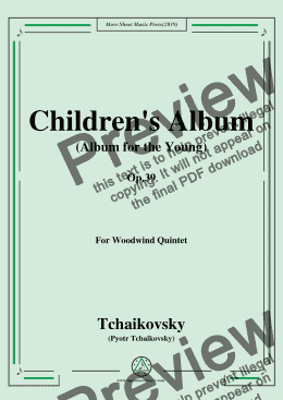 page one of Tchaikovsky-Children's Album(Album for the Young),Op.39,for Woodwind Quintet