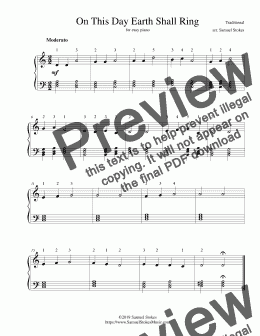 page one of On This Day Earth Shall Ring (Personent Hodie) - for easy piano