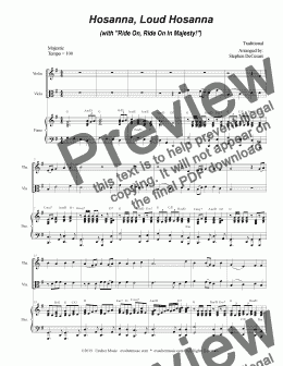 page one of Hosanna, Loud Hosanna (with "Ride On, Ride On In Majesty!") (Duet for Violin and Viola - Alternate arrangement - Piano)