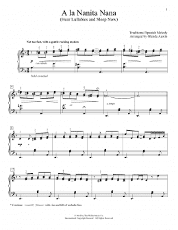 page one of A La Nanita Nana (Hear Lullabies And Sleep Now) (arr. Glenda Austin) (Piano Solo)