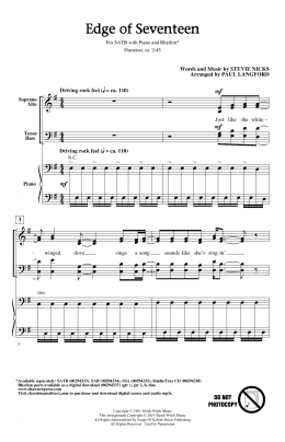 page one of Edge Of Seventeen (arr. Paul Langford) (SATB Choir)