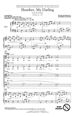 page one of Slumber My Darling (arr. Tim Sharp and Timothy Michael Powell) (SATB Choir)