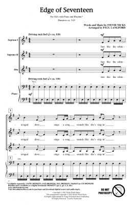 page one of Edge Of Seventeen (arr. Paul Langford) (SSA Choir)