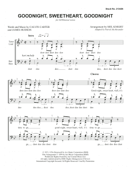 page one of Goodnight, Sweetheart, Goodnight (arr. Mel Knight) (SATB Choir)
