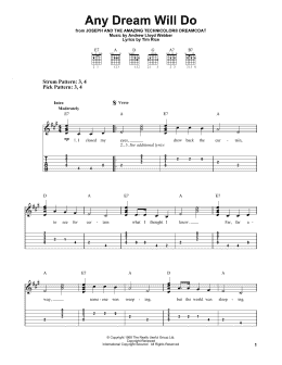 page one of Any Dream Will Do (from Joseph And The Amazing Technicolor Dreamcoat) (Easy Guitar Tab)