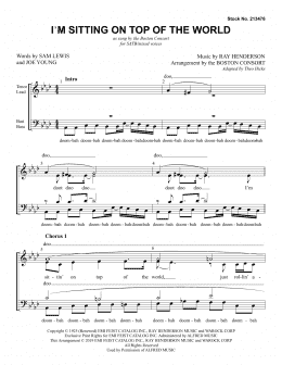 page one of I'm Sitting On Top Of The World (arr. Boston Consort) (SATB Choir)