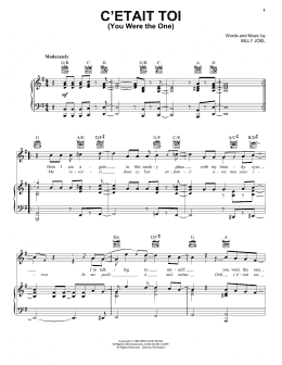 page one of C'etait toi (You Were The One) (Piano, Vocal & Guitar Chords (Right-Hand Melody))