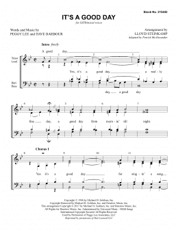 page one of It's A Good Day (arr. Lloyd Steinkamp) (SATB Choir)