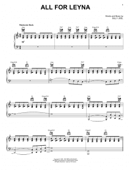 page one of All For Leyna (Piano, Vocal & Guitar Chords (Right-Hand Melody))