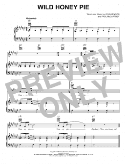 page one of Wild Honey Pie (Piano, Vocal & Guitar Chords (Right-Hand Melody))