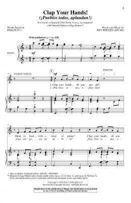 page one of Clap Your Hands! (Pueblo todos, aplaudan!) (Unison Choir)