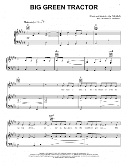 page one of Big Green Tractor (Piano, Vocal & Guitar Chords (Right-Hand Melody))