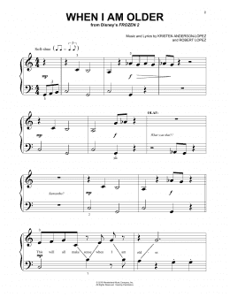 page one of When I Am Older (from Disney's Frozen 2) (Beginning Piano Solo)