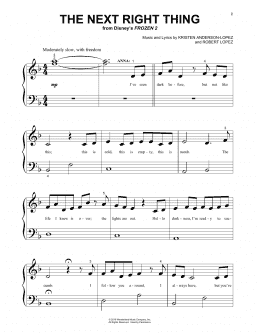 page one of The Next Right Thing (from Disney's Frozen 2) (Beginning Piano Solo)