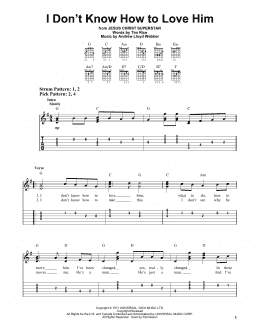 page one of I Don't Know How To Love Him (from Jesus Christ Superstar) (Easy Guitar Tab)