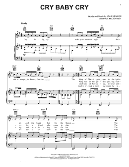 page one of Cry Baby Cry (Piano, Vocal & Guitar Chords (Right-Hand Melody))