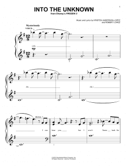 page one of Into The Unknown (from Disney's Frozen 2) (Big Note Piano)