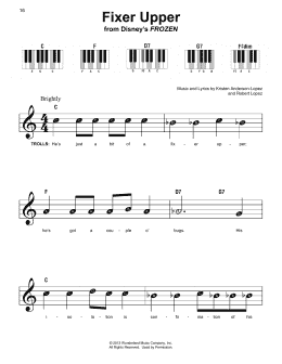 page one of Fixer Upper (from Disney's Frozen) (Super Easy Piano)