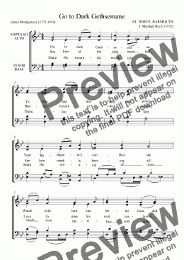 page one of GO  TO  DARK GETHSEMANE  (Lenten hymn; alternate tune: "St. John’s, Barmouth")