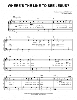 page one of Where's The Line To See Jesus? (Easy Piano)