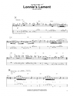 page one of Lonnie's Lament (Bass Guitar Tab)