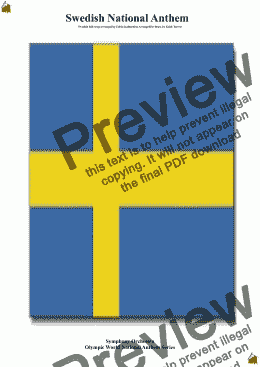 page one of Swedish National Anthem ''Du gamla, Du Fria'' for Symphony Orchestra (Kt Olympic Anthem Series)