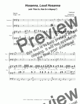 page one of Hosanna, Loud Hosanna (with "Ride On, Ride On In Majesty!") (Trombone Duet - Organ accompaniment)