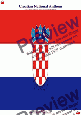 page one of Croatian National Anthem for Symphony Orchestra (KT Olympic Anthem Series)