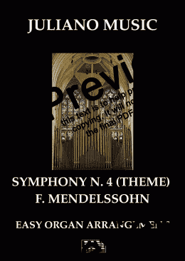page one of THEME FROM "SYMPHONY N.4" (EASY ORGAN) - MENDELSSOHN