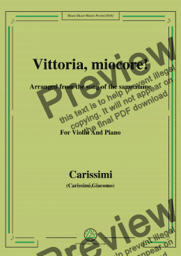 page one of Carissimi-Vittoria, mio core, for Violin and Piano