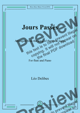 page one of Delibes-Jours passés, for Flute and Piano