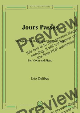 page one of Delibes-Jours passés, for Violin and Piano