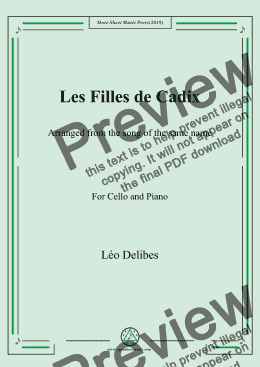 page one of Delibes-Les filles de Cadix, for Cello and Piano