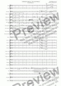 page one of A Dragon's Realm - The Lost World - Concert Band