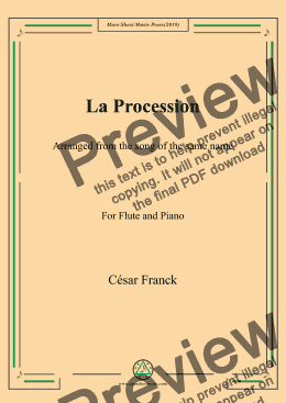page one of Franck-La procession,for Flute and Piano