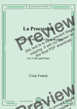 page one of Franck-La procession,for Cello and Piano