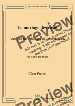 page one of Franck-Le mariage des roses,for Cello and Piano