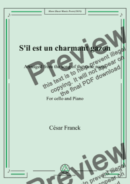 page one of Franck-S'il est un charmant gazon,for Cello and Piano