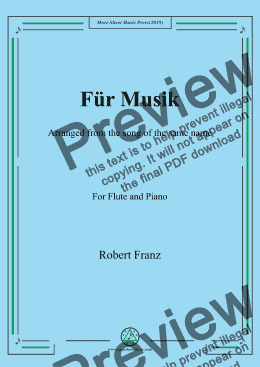 page one of Franz-Für Musik,for Flute and Piano