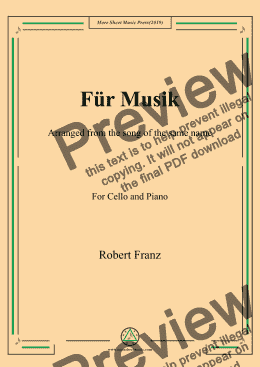 page one of Franz-Für Musik,for Cello and Piano