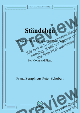 page one of Schubert-Ständchen,for Violin and Piano